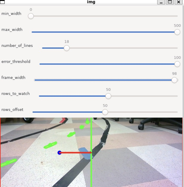 Line calibration view with detected markers