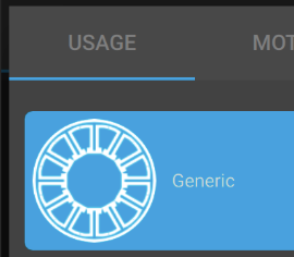 FOC wizard USAGE tab with Generic motor type selected