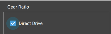 FOC wizard Gear Ratio section with Direct Drive checkbox selected