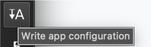 Write App Configuration button showing the down-arrow A icon