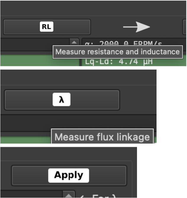 VESC Tool Motor Settings FOC panel showing RL measurement, flux linkage, and Apply button