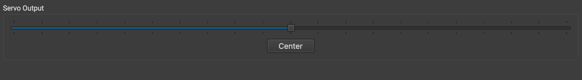 App Settings General Controls tab showing Servo Output slider and Center button